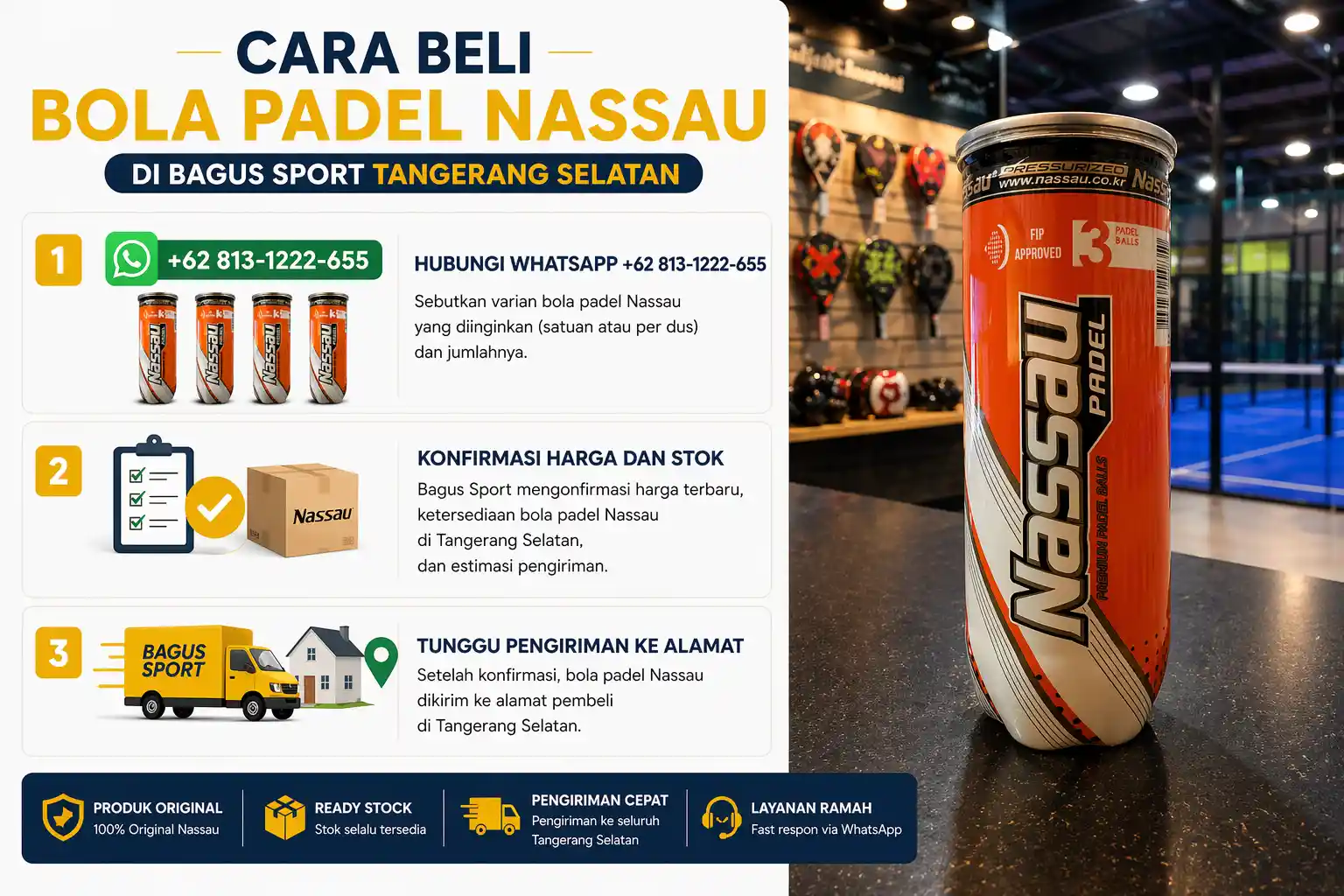 perbandingan harga bola padel Nassau satuan dan per dus